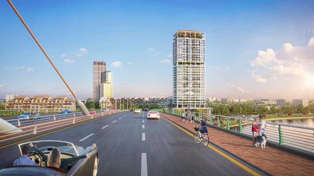 Cosmo Residence Da Nang nằm sát sông Hàn và cầu Trần Thị Lý.