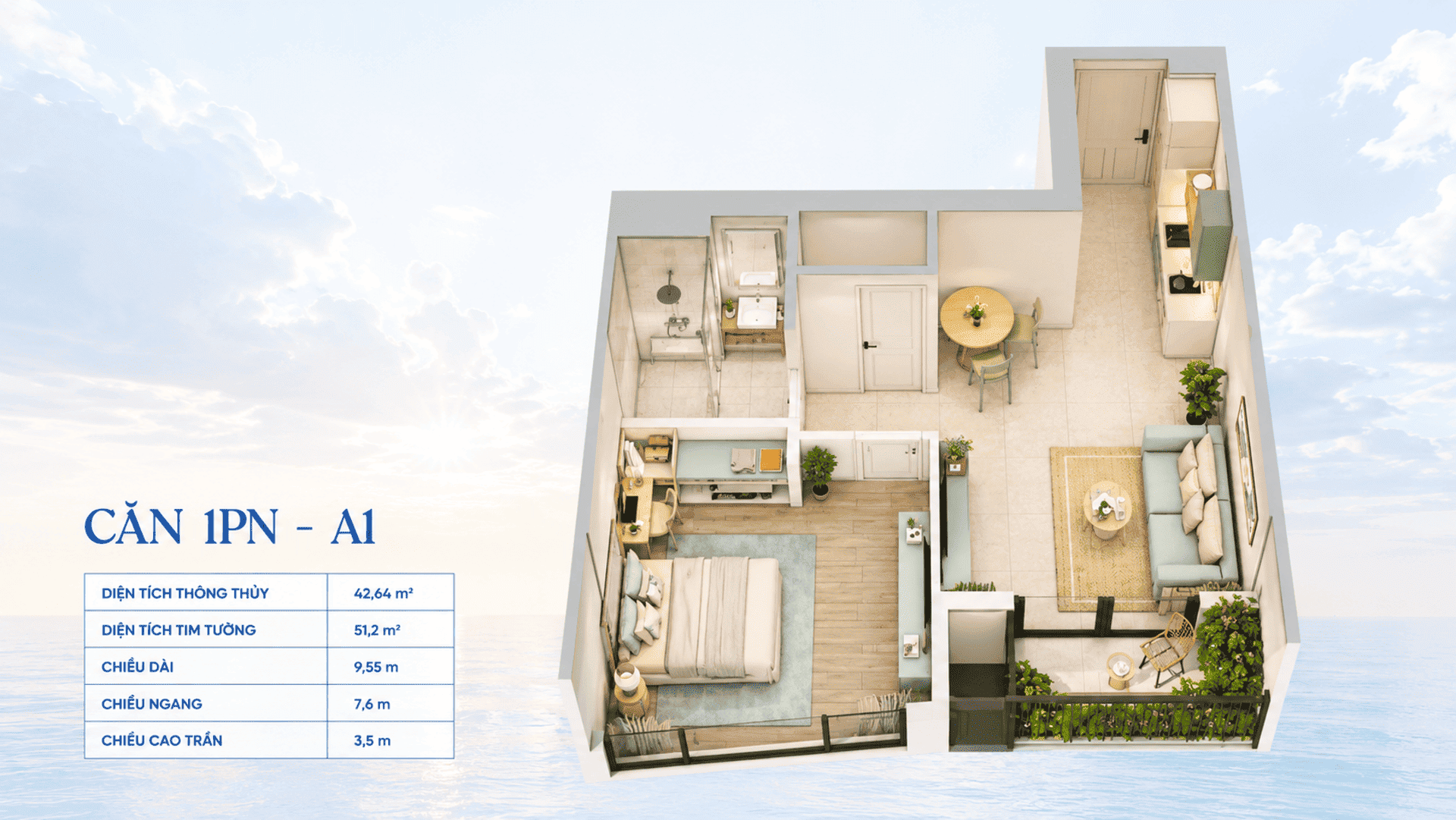 Chi tiết sơ đồ layout căn hộ một phòng ngủ Sun Group Vũng Tàu sở hữu ban công rộng mở đón ánh sáng tự nhiên và gió biển, mang lại cảm giác thư thái cho gia chủ mỗi ngày. Chi tiết sơ đồ layout căn hộ một phòng ngủ Sun Group Vũng Tàu sở hữu ban công rộng mở đón ánh sáng tự nhiên và gió biển, mang lại cảm giác thư thái cho gia chủ mỗi ngày.