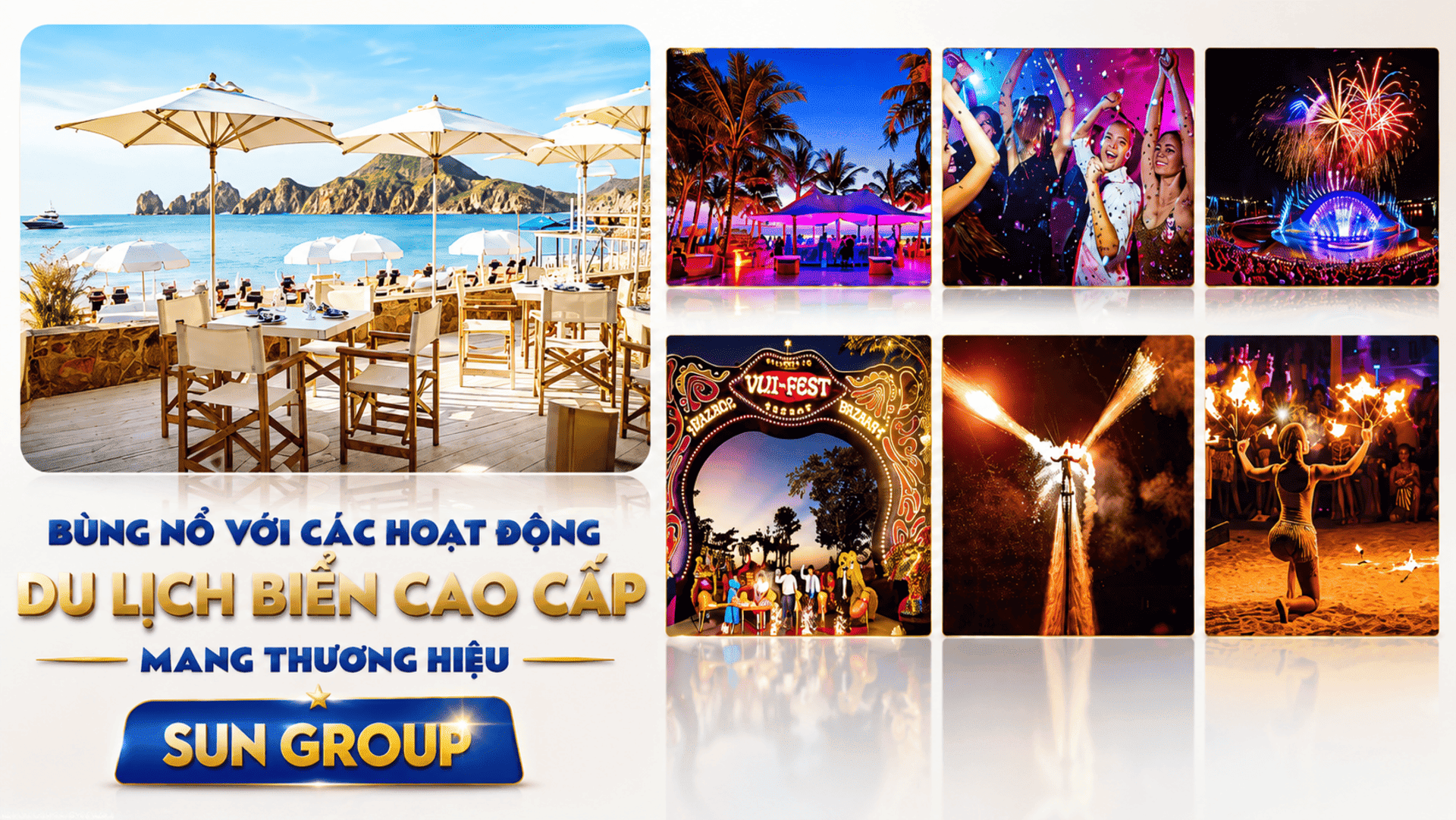 Chuỗi hoạt động du lịch biển sôi động tại Sun Group Vũng Tàu bao gồm lướt ván, chèo thuyền kayak và lễ hội âm nhạc bãi biển hoành tráng, mang lại trải nghiệm nghỉ dưỡng bùng nổ cho du khách. Chuỗi hoạt động du lịch biển sôi động tại Sun Group Vũng Tàu bao gồm lướt ván, chèo thuyền kayak và lễ hội âm nhạc bãi biển hoành tráng, mang lại trải nghiệm nghỉ dưỡng bùng nổ cho du khách.