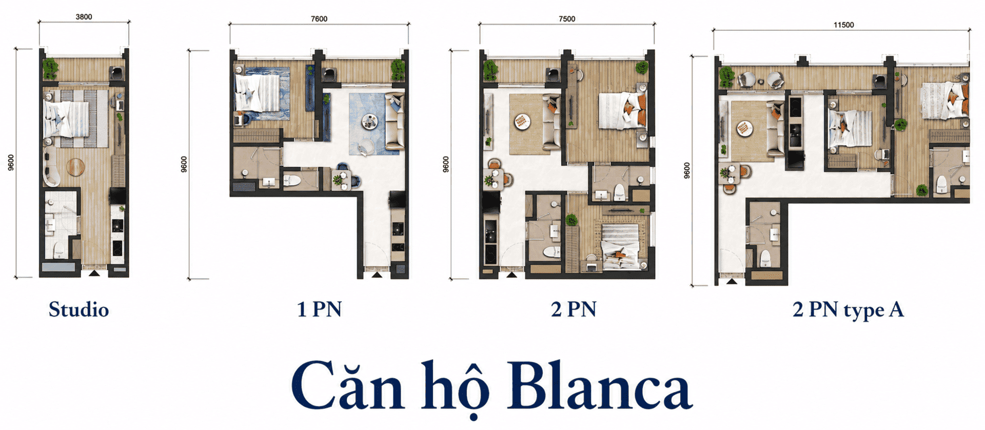 Sơ đồ layout chi tiết căn hộ một phòng ngủ cộng -2pn tòa Blanca Sun Group Vũng Tàu sở hữu logia lớn thông thoáng, không gian đa năng dễ dàng cải tạo thành phòng làm việc tiện nghi.
