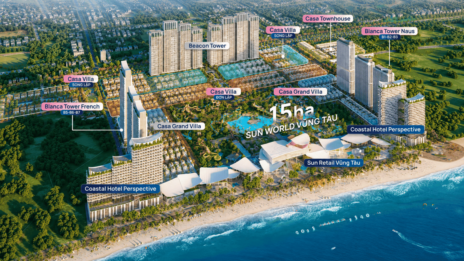 Toàn cảnh phối cảnh tổng thể siêu dự án Sun Group Vũng Tàu với quy mô hoành tráng, kiến tạo một biểu tượng đô thị nghỉ dưỡng biển đẳng cấp và hiện đại bậc nhất ngay tại trung tâm thành phố. Toàn cảnh phối cảnh tổng thể siêu dự án Sun Group Vũng Tàu với quy mô hoành tráng, kiến tạo một biểu tượng đô thị nghỉ dưỡng biển đẳng cấp và hiện đại bậc nhất ngay tại trung tâm thành phố.